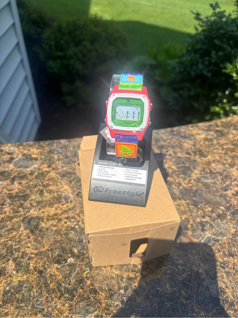 NWT Freestyle Shark Clip Wrist Watch Tie Dye Green Neon FS101168 Discontinued